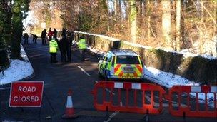Road closed at scene of body find