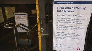 Tube strike notice