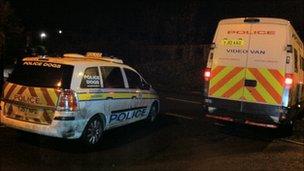 Police vehicles at siege in Kirkheaton, Huddersfield