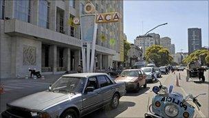 Cars queue in Buenos Aires, Argentina