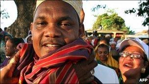Ruling party presidential candidate Ikililou Dhoinine in Moheli, one of the Comoros islands