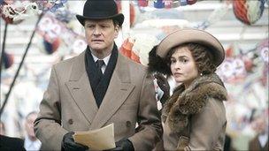 Colin Firth as Bertie (King George VI) and Helena Bonham Carter as Elizabeth in The King's Speech