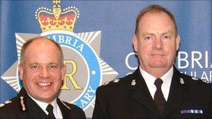 Cumbria Chief Constable Craig Mackey and Insp Joe Murray