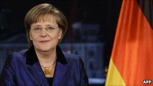 German Chancellor Angela Merkel records her annual New Year's message in Berlin, 30 December