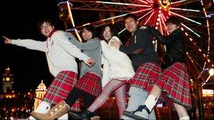 Chinese tourists partying in Edinburgh