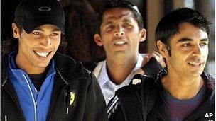 Mohammad Amir, Salman Butt and Mohammad Asif photographed in 2010