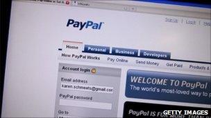 PayPal front screen