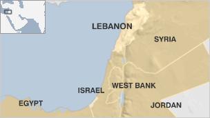 Map showing Lebanon and neighbouring countries