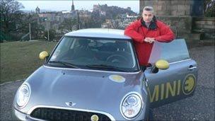 Brian Milligan and the electric mini in Edinburgh