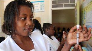 Nurse in Langata health centre, Nairobi, Kenya (January 2011)