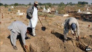 Grave diggers in Karachi