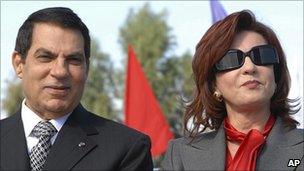 File photo of Zine al-Abidine Ben Ali and Leila Trabelsi (right), 2007