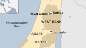 Map of Israel showing location of Havat Gilad