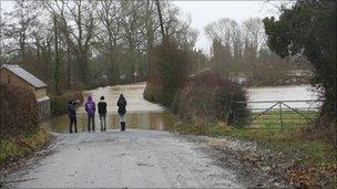 Roads were flooded in the Maesbrook and Melverley areas