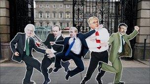 Cut-outs of Irish party leaders