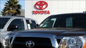 Brand new Toyota trucks are displayed on the sales lot at Toyota Marin on January 26, 2011