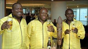 Tusker beer being drunk in East Africa