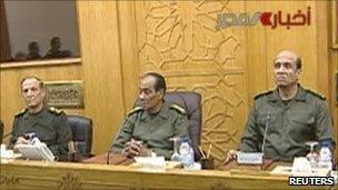 The meeting of Egypt's Higher Army Council appears on state television