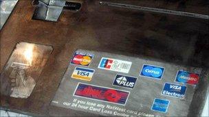 A false front used by a card 'skimming' gang to steal details from cards used in ATMs