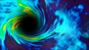 Artist's Impression of spinning black hole (Courtesy B Thide)