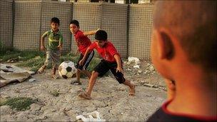 Iraqi children playing football