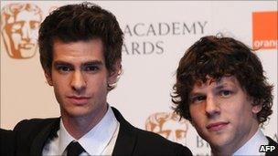 Andrew Garfield and Jesse Eisenberg at the Baftas