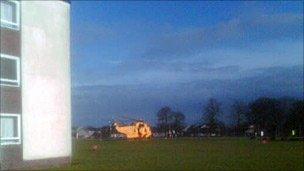Camera phone image of RAF helicopter at Raigmore hospital