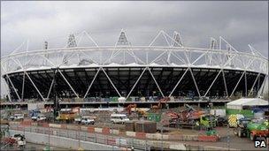 Work is nearing completion on the 2012 Olympic stadium