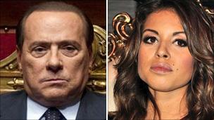 Italian Prime Minister Silvio Berlusconi and Karima el Mahroug (file pic)