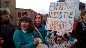 Protest against the closure of Somerset libraries