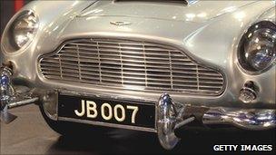 Aston Martin with number plate JB007