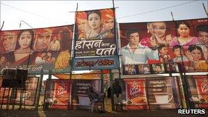 Entrance to open-air cinema in India