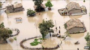 Floodes villages in Pakistan