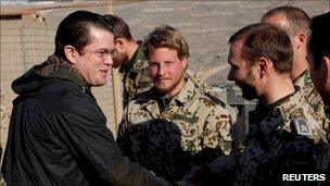 German Defence Minister Karl-Theodor zu Guttenberg meets soldiers in Afghanistan (Germany army photo 17 Feb 2011)