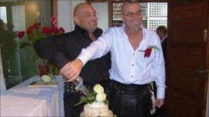 Richard and Graham at their civil partnership ceremony.