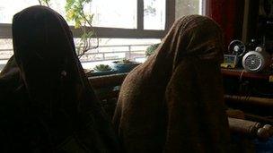 Women in Afghan shelter