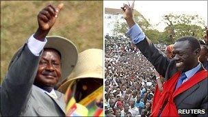 Yoweri Museveni (Left) and Kizza Besigye (Right)