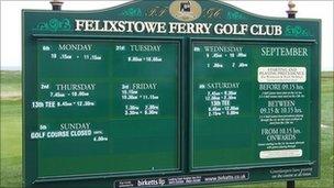 Felixstowe Ferry Golf Club scoreboard