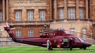 Princess Anne steps from royal helicopter
