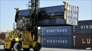 Containers at a port in Tokyo