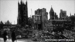 Bomb damage in Plymouth circa 1041