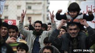 Protestors in the Libyan town of Derna