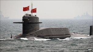 File image of a Chinese submarine, on 23 April 2009