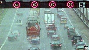 Speed limit signs on M25