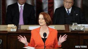 Julia Gillard address the US Congress