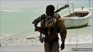 File picture of a Somali pirate in Hobyo, Somalia