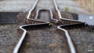 Rail line buckled by an earthquake in Christchurch on February 23, 2011.
