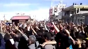 Protest in Deraa, 18 March (YouTube footage)