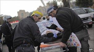 Police take away casualty in Jerusalem