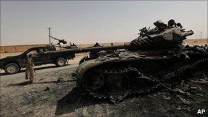 Destroyed Libyan tank